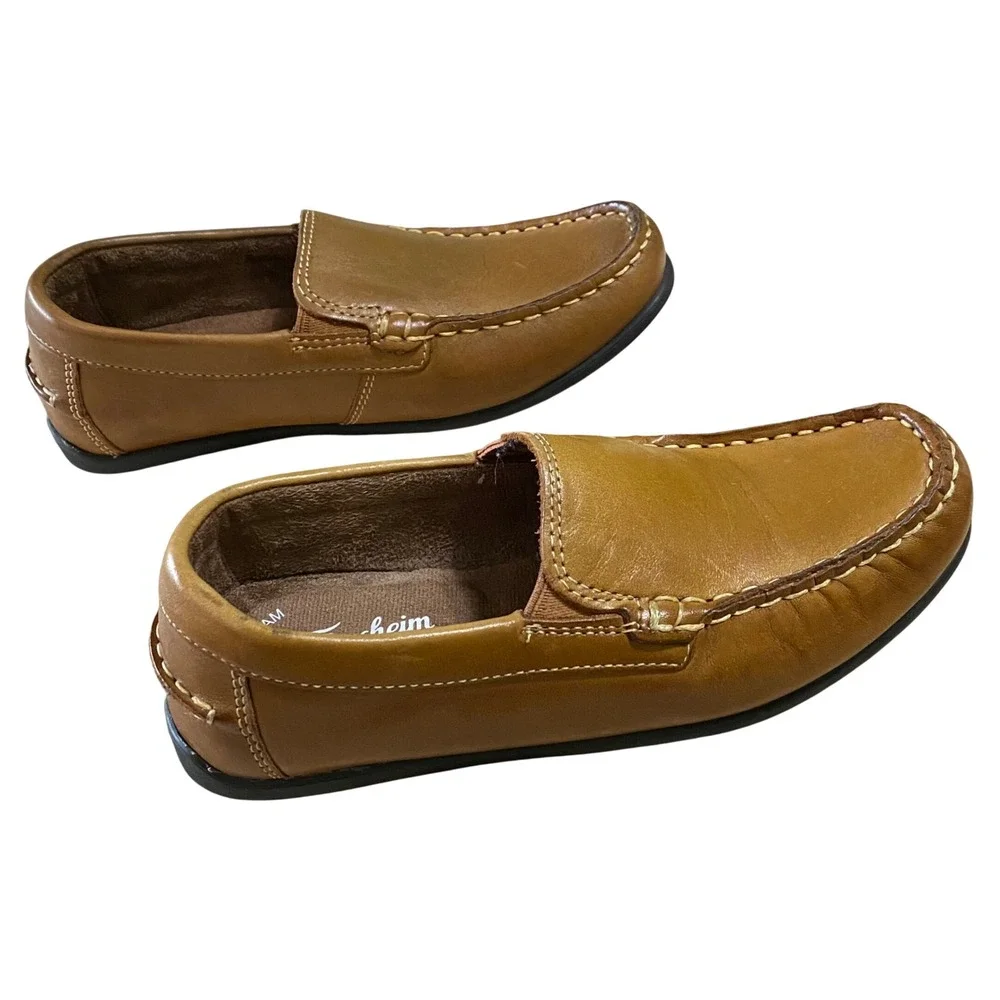 Florsheim Jasper Jr Boys Moc Toe Venetian Loafer Size 3 W Tan Prep School Church